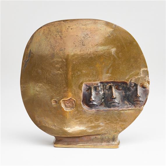 1935 Tongeren - Drei Köpfe in der Wand - Bronze - Raf Verjans