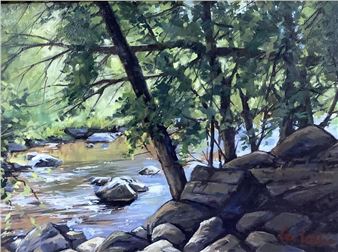 Les Lull (20thc.) Landscape Oil On Board - Les Lull