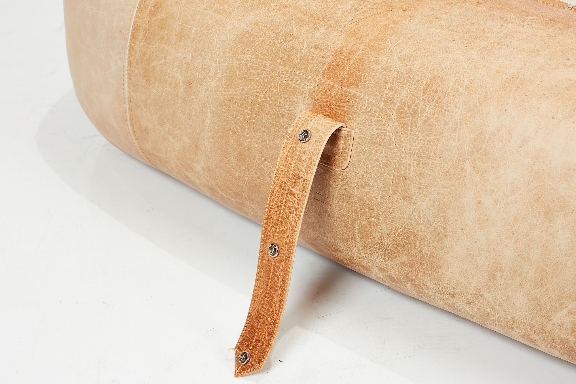 Artwork by Alessandro Becchi, Anfibio' convertible sofa, Made of Leather, foam, chrome-plated metal