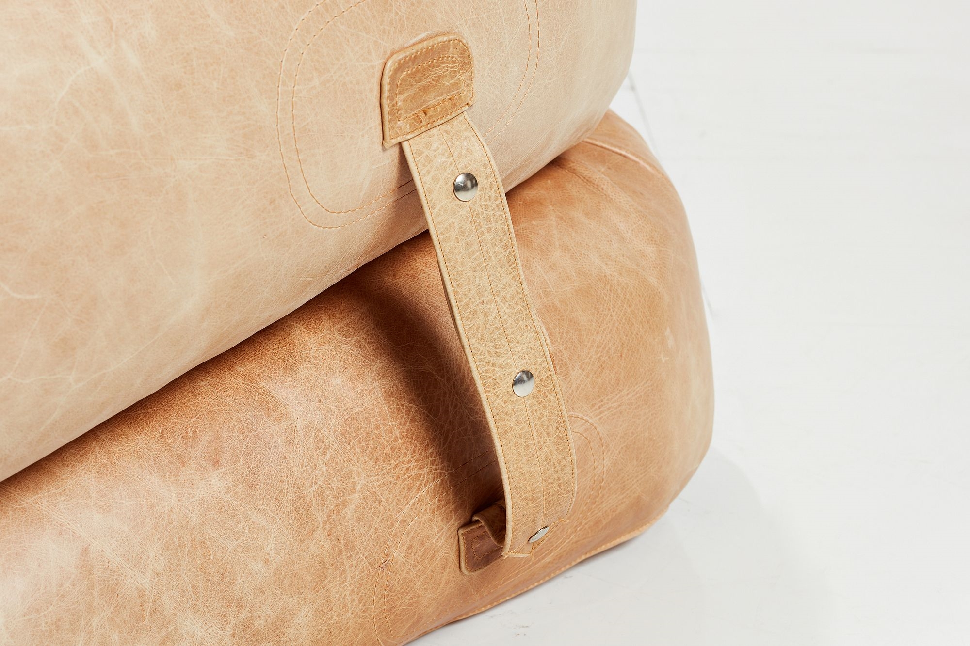 Artwork by Alessandro Becchi, Anfibio' convertible sofa, Made of Leather, foam, chrome-plated metal