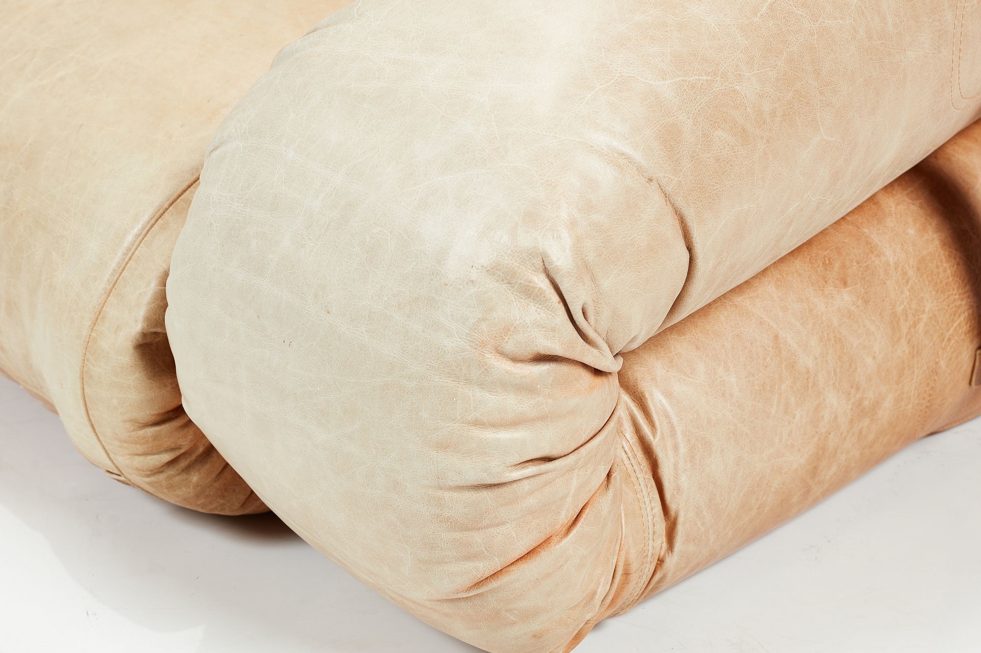 Artwork by Alessandro Becchi, Anfibio' convertible sofa, Made of Leather, foam, chrome-plated metal