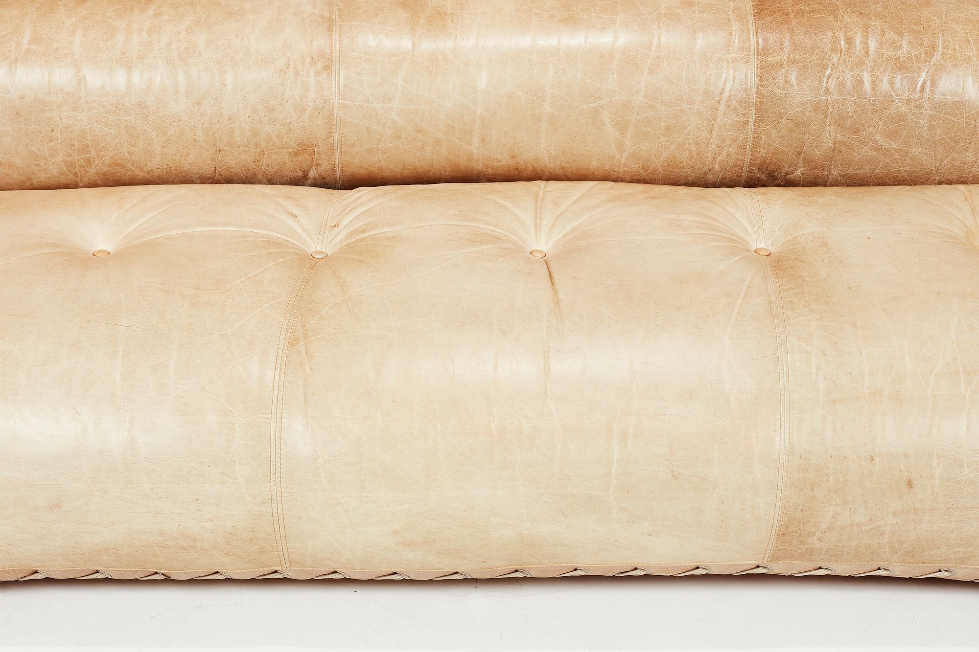 Artwork by Alessandro Becchi, Anfibio' convertible sofa, Made of Leather, foam, chrome-plated metal
