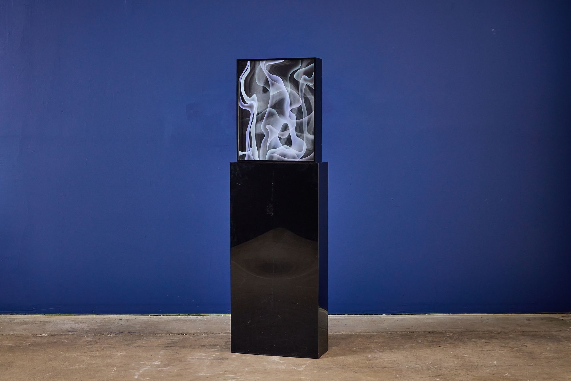 Artwork by Jackie Greber, Venetian Smoke' abstract sculpture with pedestal, Made of sculpture with pedestal