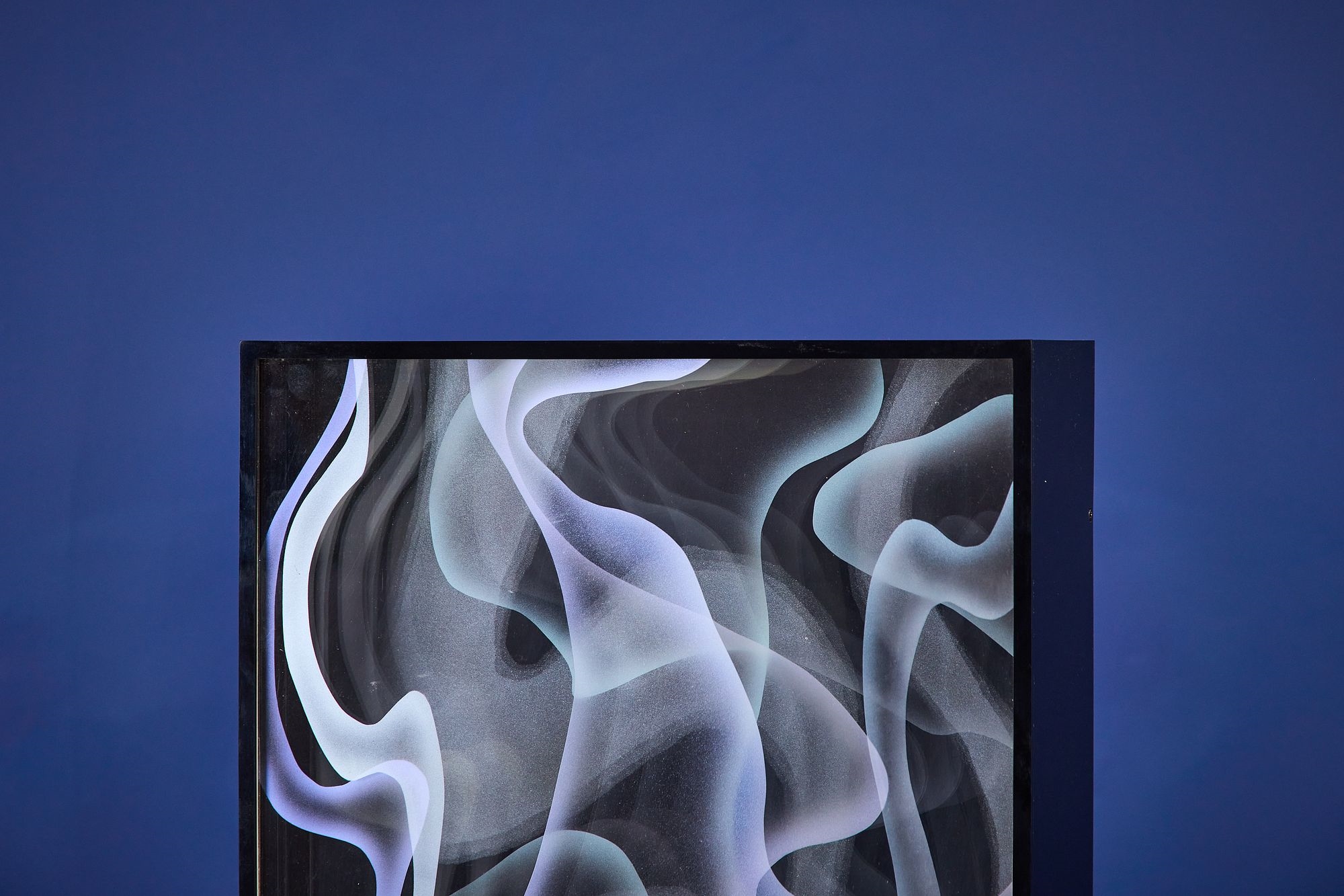 Artwork by Jackie Greber, Venetian Smoke' abstract sculpture with pedestal, Made of sculpture with pedestal