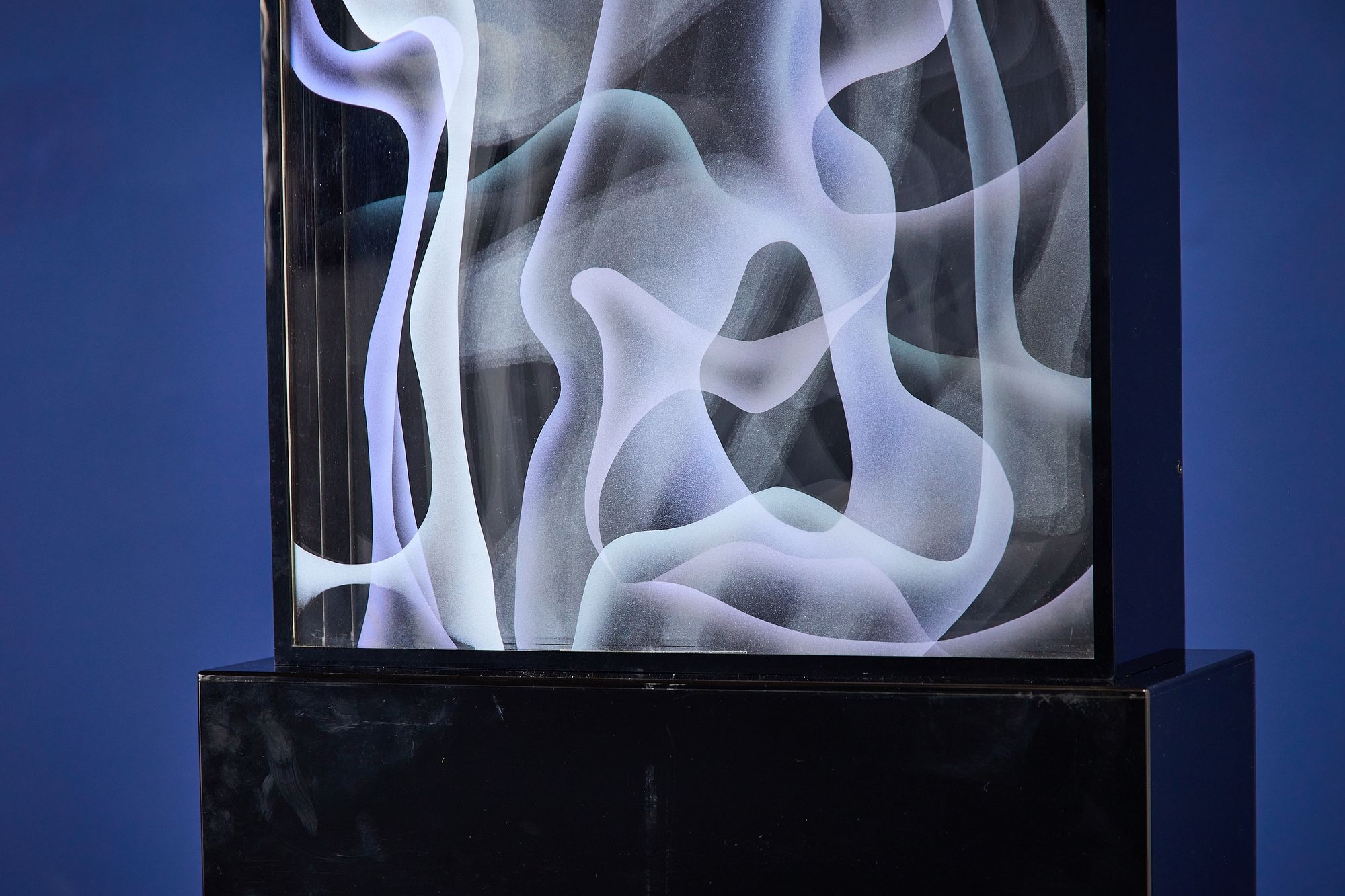 Artwork by Jackie Greber, Venetian Smoke' abstract sculpture with pedestal, Made of sculpture with pedestal