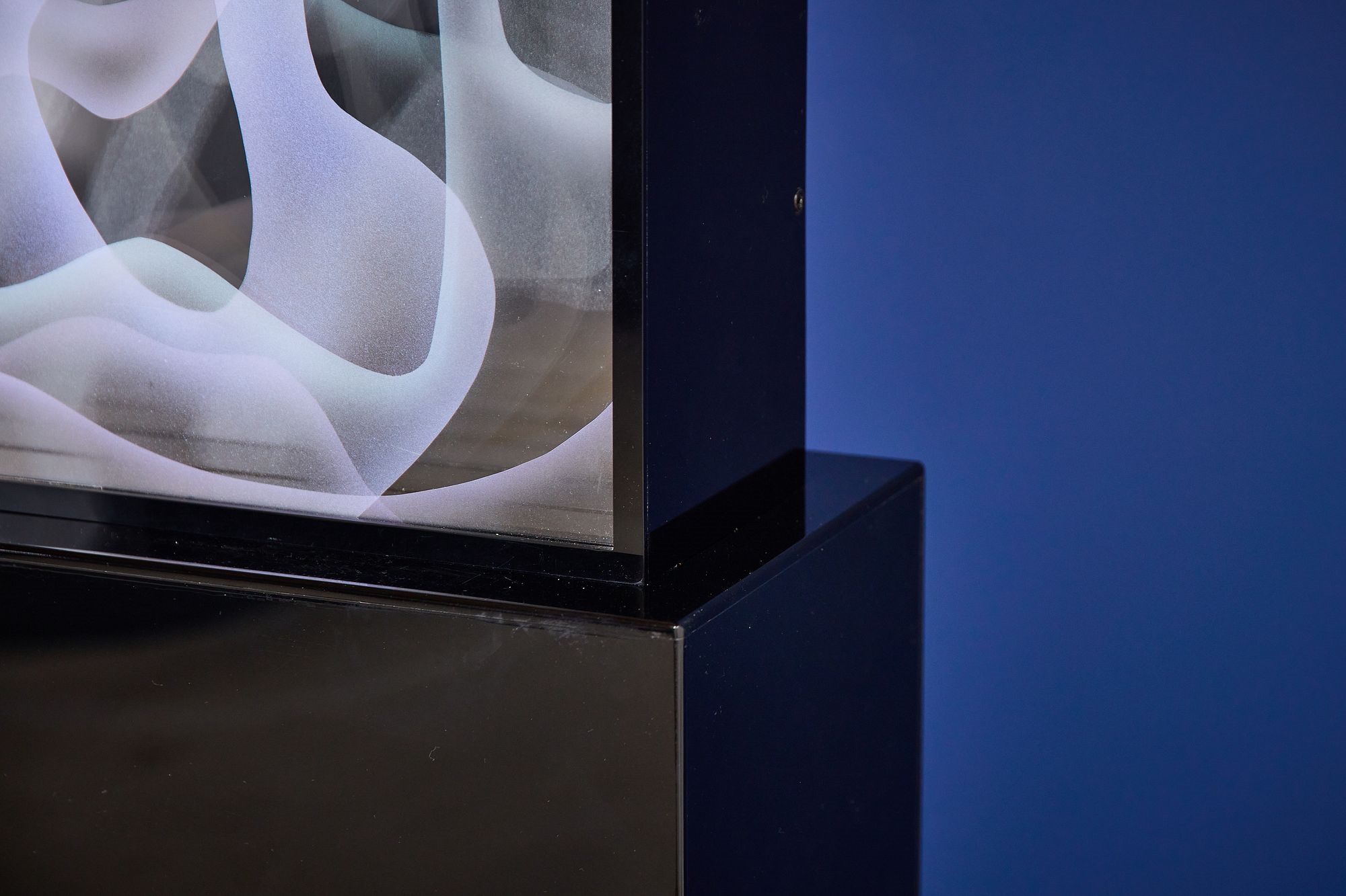 Artwork by Jackie Greber, Venetian Smoke' abstract sculpture with pedestal, Made of sculpture with pedestal