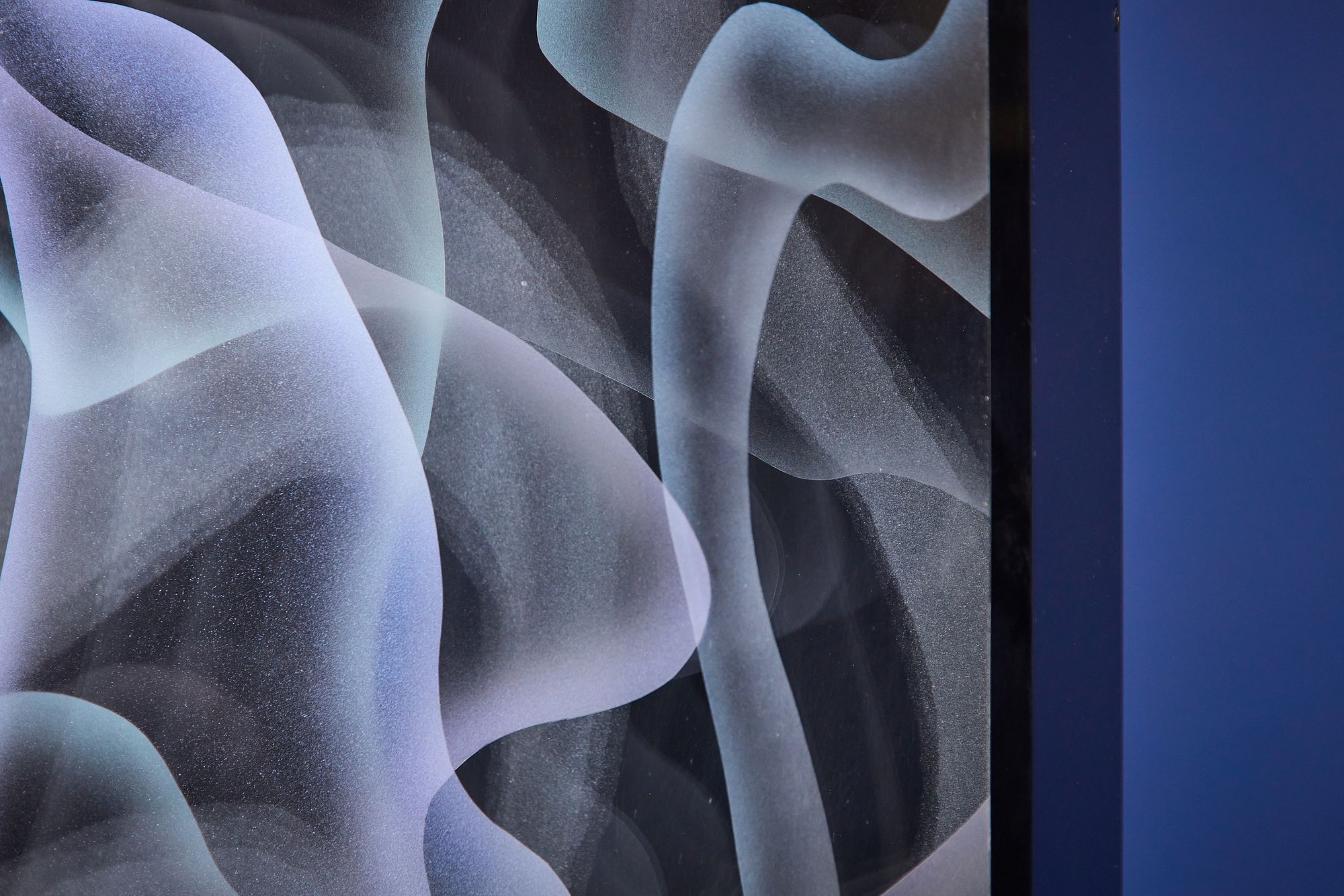 Artwork by Jackie Greber, Venetian Smoke' abstract sculpture with pedestal, Made of sculpture with pedestal