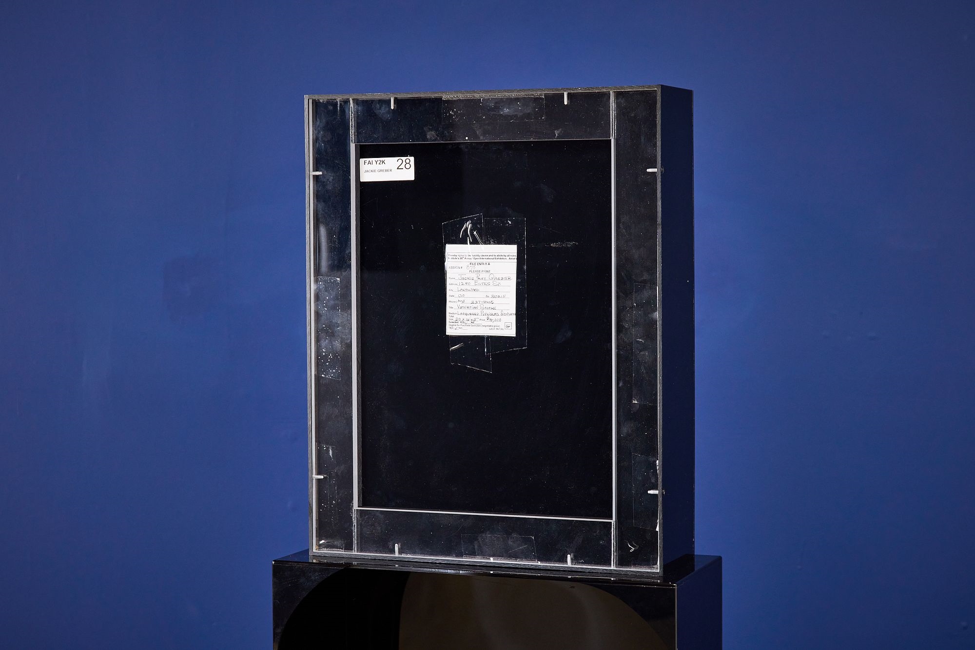 Artwork by Jackie Greber, Venetian Smoke' abstract sculpture with pedestal, Made of sculpture with pedestal