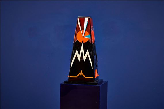 Sforzi II' abstract sculpture with pedestal