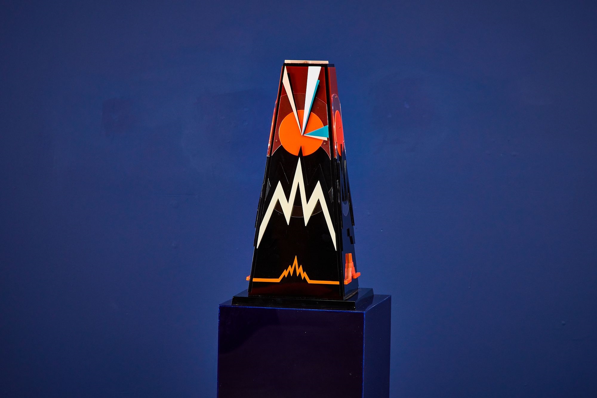 Artwork by Jackie Greber, Sforzi II' abstract sculpture with pedestal, Made of sculpture with pedestal