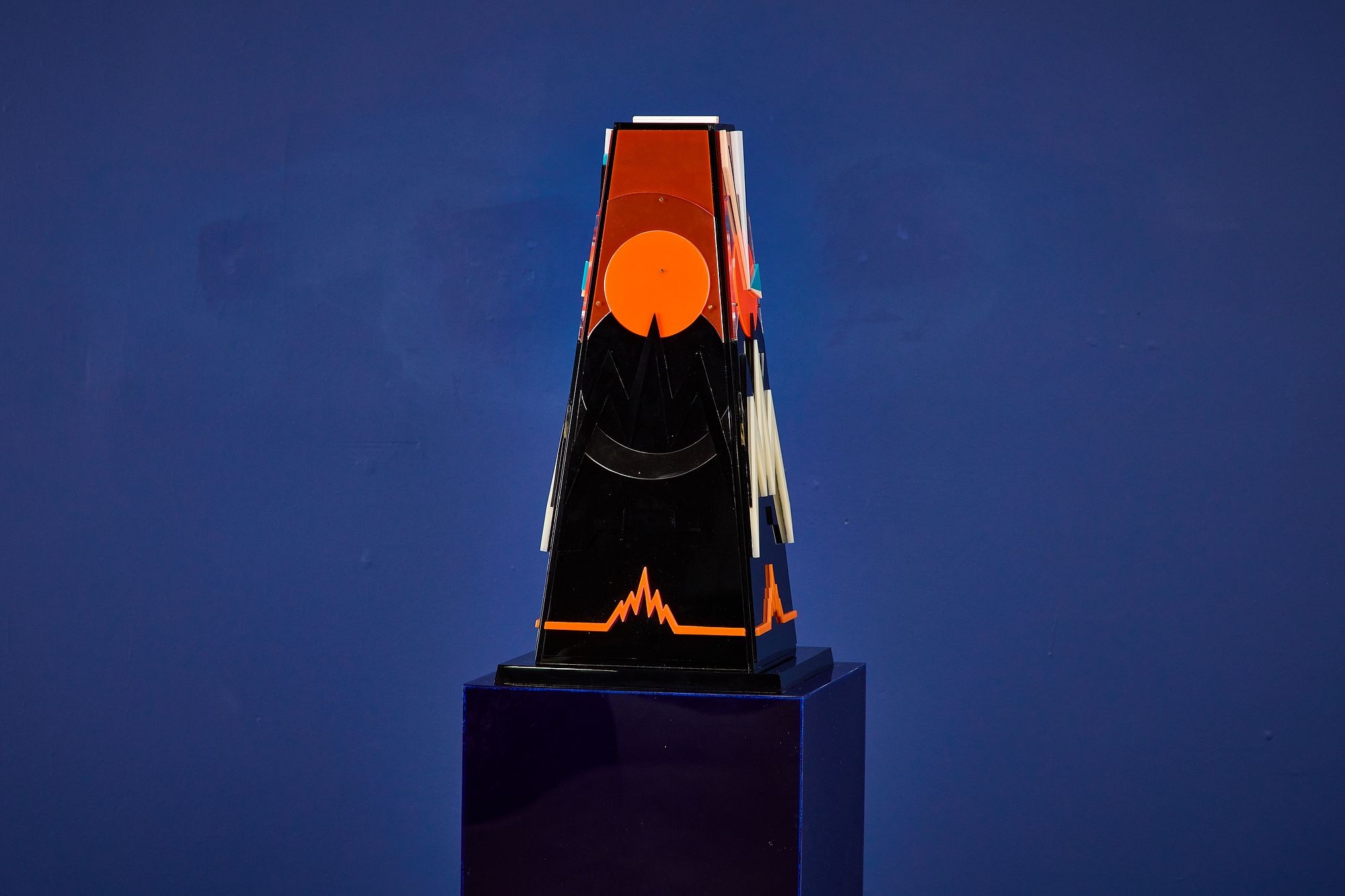 Artwork by Jackie Greber, Sforzi II' abstract sculpture with pedestal, Made of sculpture with pedestal