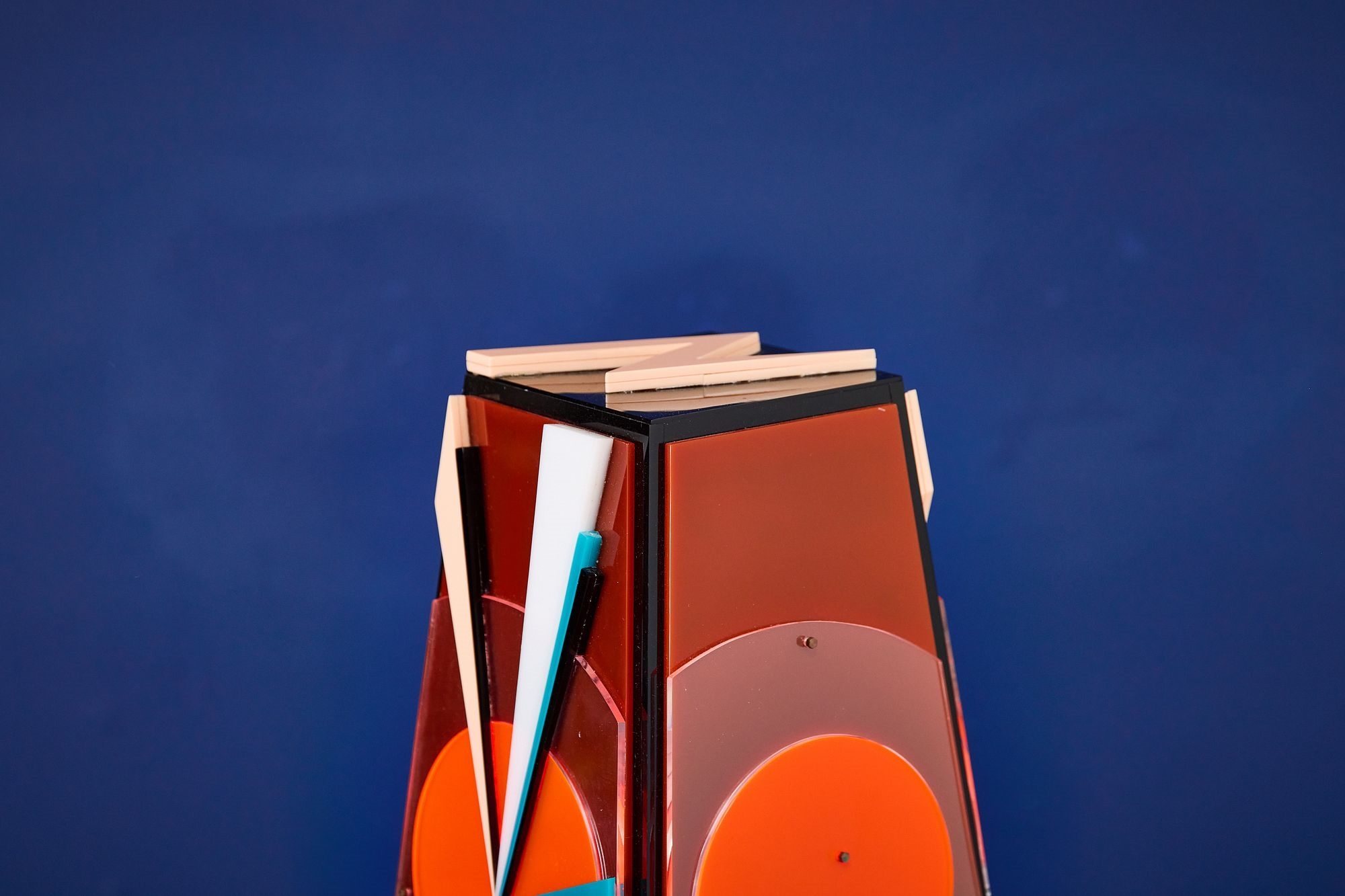 Artwork by Jackie Greber, Sforzi II' abstract sculpture with pedestal, Made of sculpture with pedestal