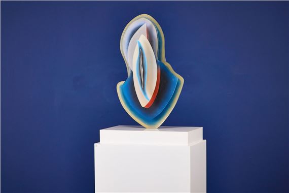 Full Bloom' abstract sculpture with pedestal by Jackie Greber, 1980s