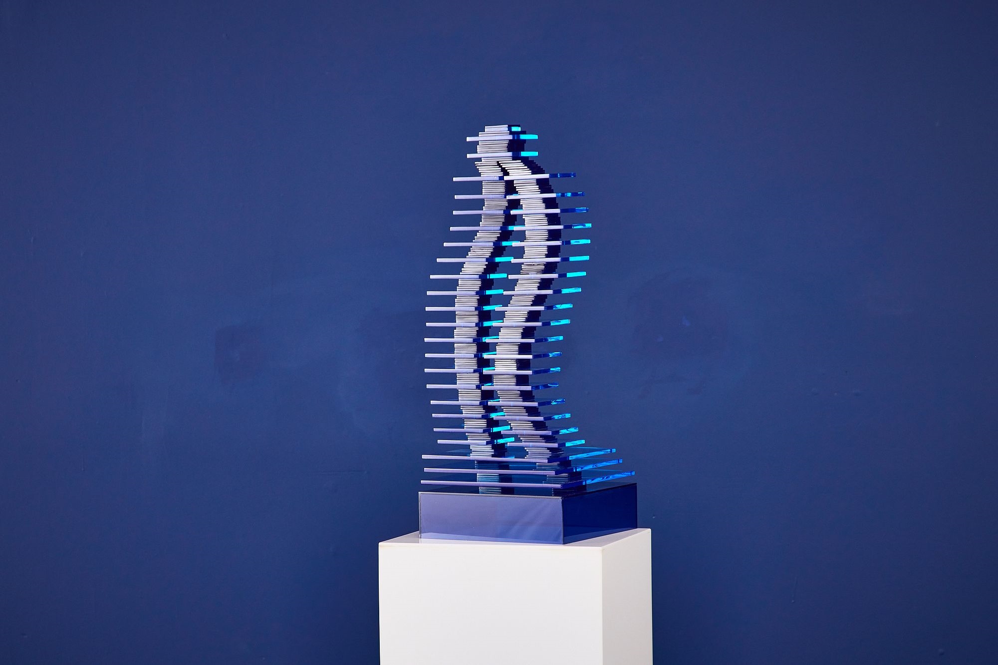 Artwork by Jackie Greber, Column II' sculpture with pedestal, Made of sculpture with pedestal