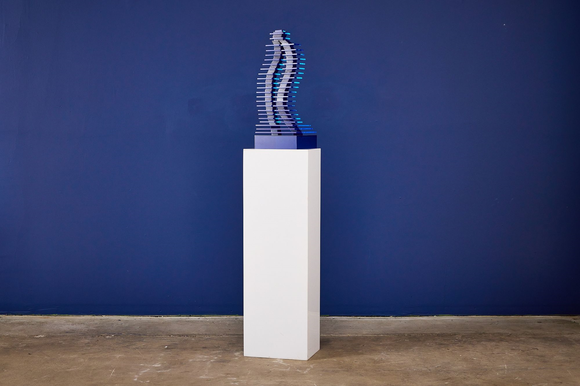 Artwork by Jackie Greber, Column II' sculpture with pedestal, Made of sculpture with pedestal