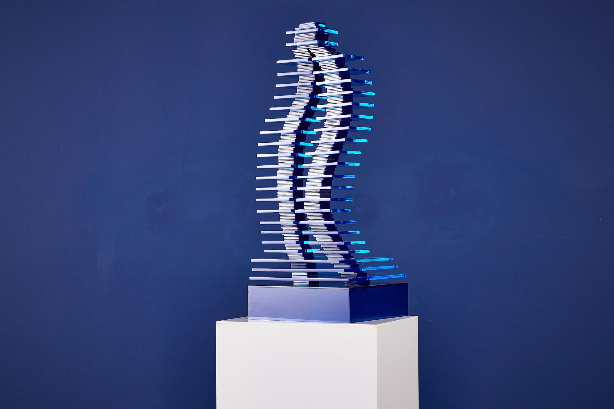 Artwork by Jackie Greber, Column II' sculpture with pedestal, Made of sculpture with pedestal