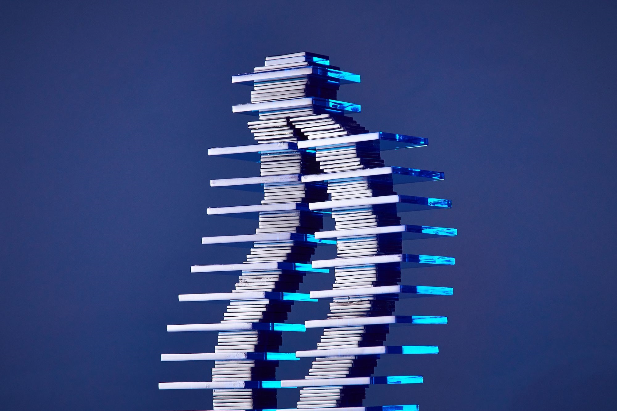 Artwork by Jackie Greber, Column II' sculpture with pedestal, Made of sculpture with pedestal