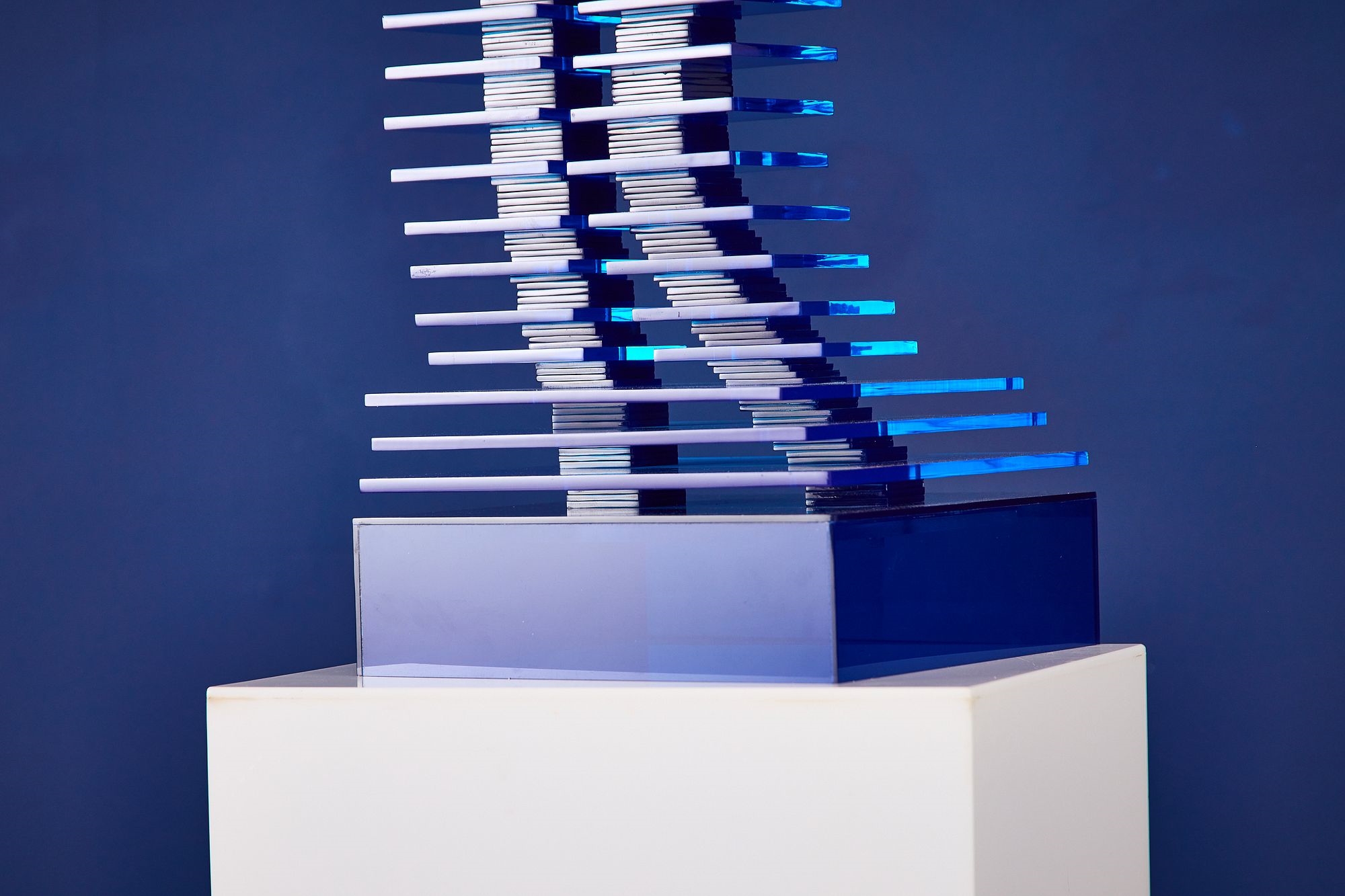 Artwork by Jackie Greber, Column II' sculpture with pedestal, Made of sculpture with pedestal