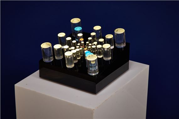 Amorphic Perceptions' illuminated abstract sculpture by Jackie Greber, 1980s