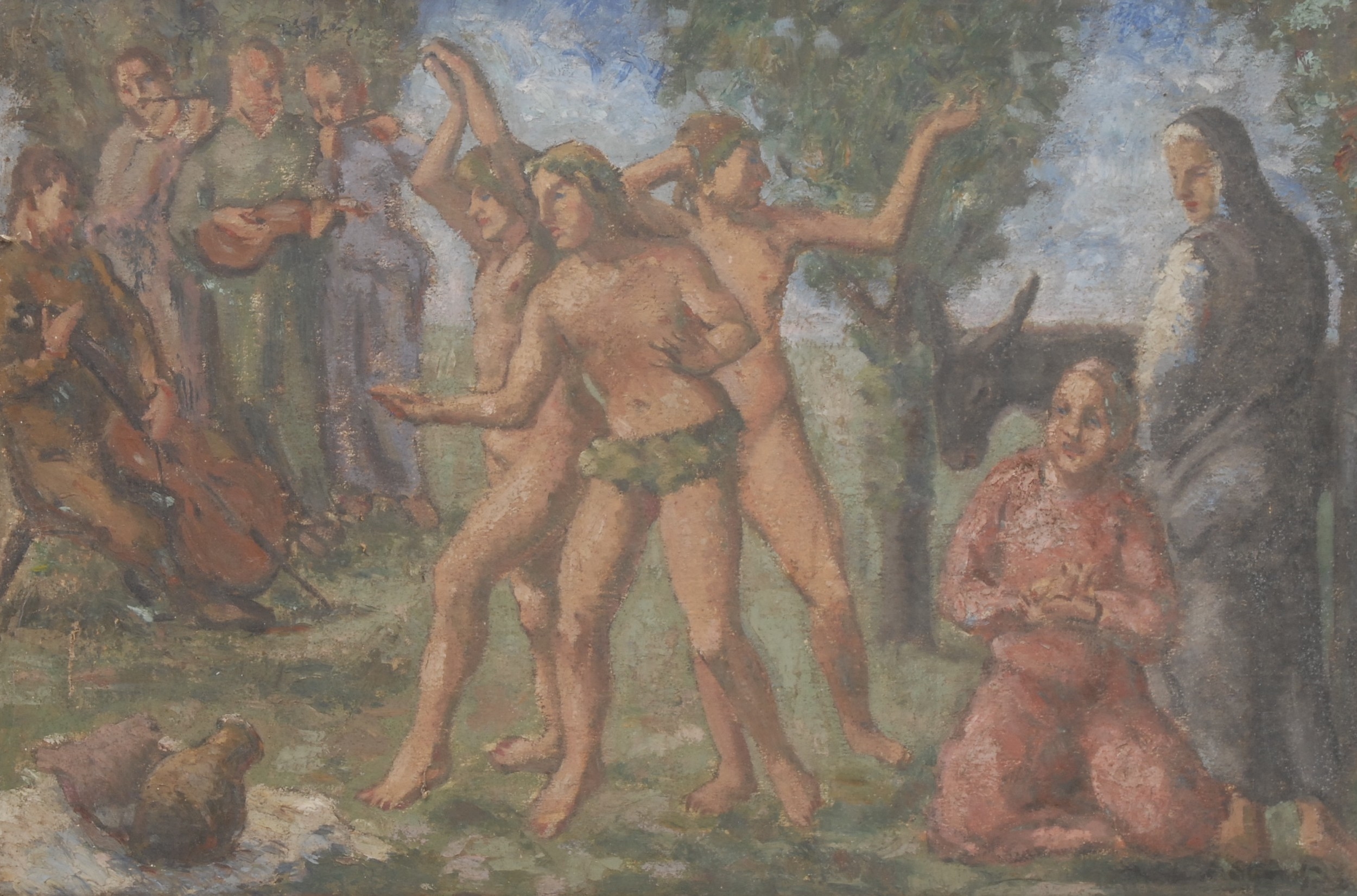 Artwork by Bloomsbury Group, Musicians in the Garden, Made of oil on canvas