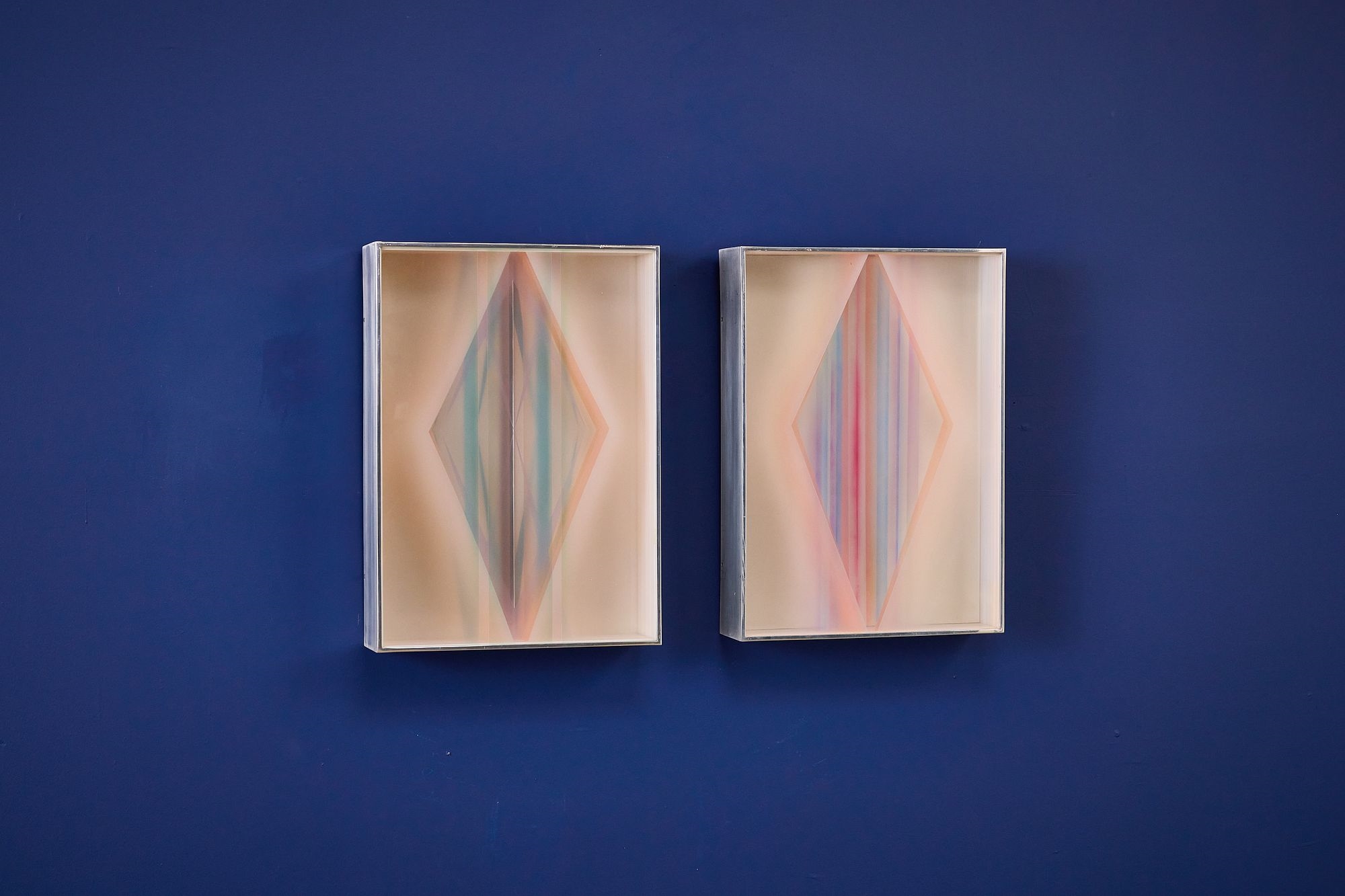 Artwork by Jackie Greber, Two 'Bijou Series' abstract wall sculptures, Made of Acrylic, aluminum