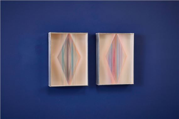 Two 'Bijou Series' abstract wall sculptures by Jackie Greber, 1984