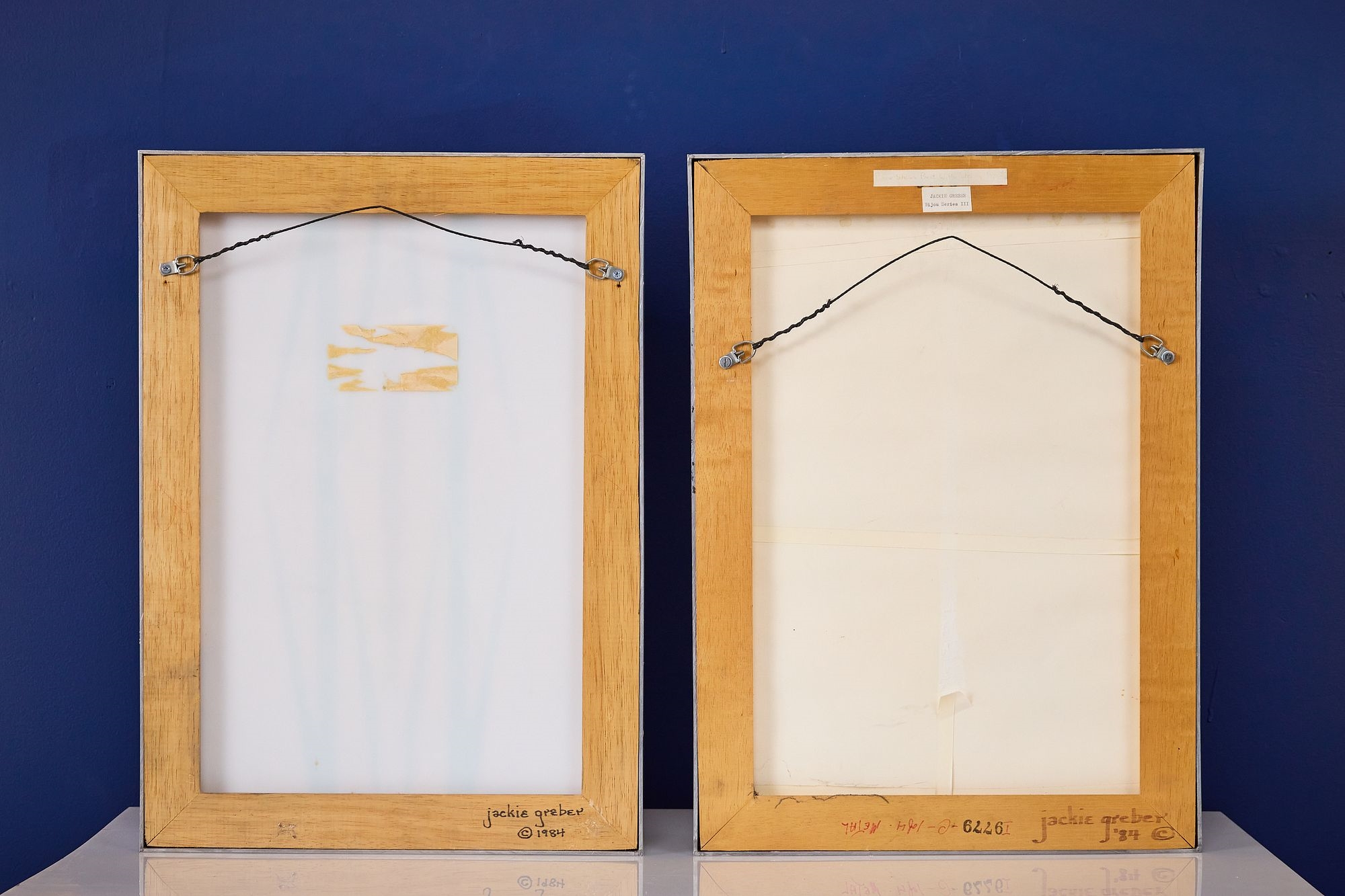 Artwork by Jackie Greber, Two 'Bijou Series' abstract wall sculptures, Made of Acrylic, aluminum