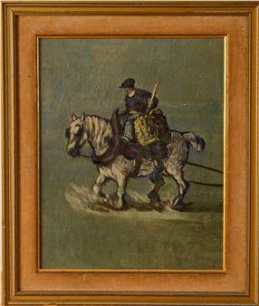 Leonid Gustavovic Berman (1896 - 1976). Man on Plowhorse - Leonid Berman