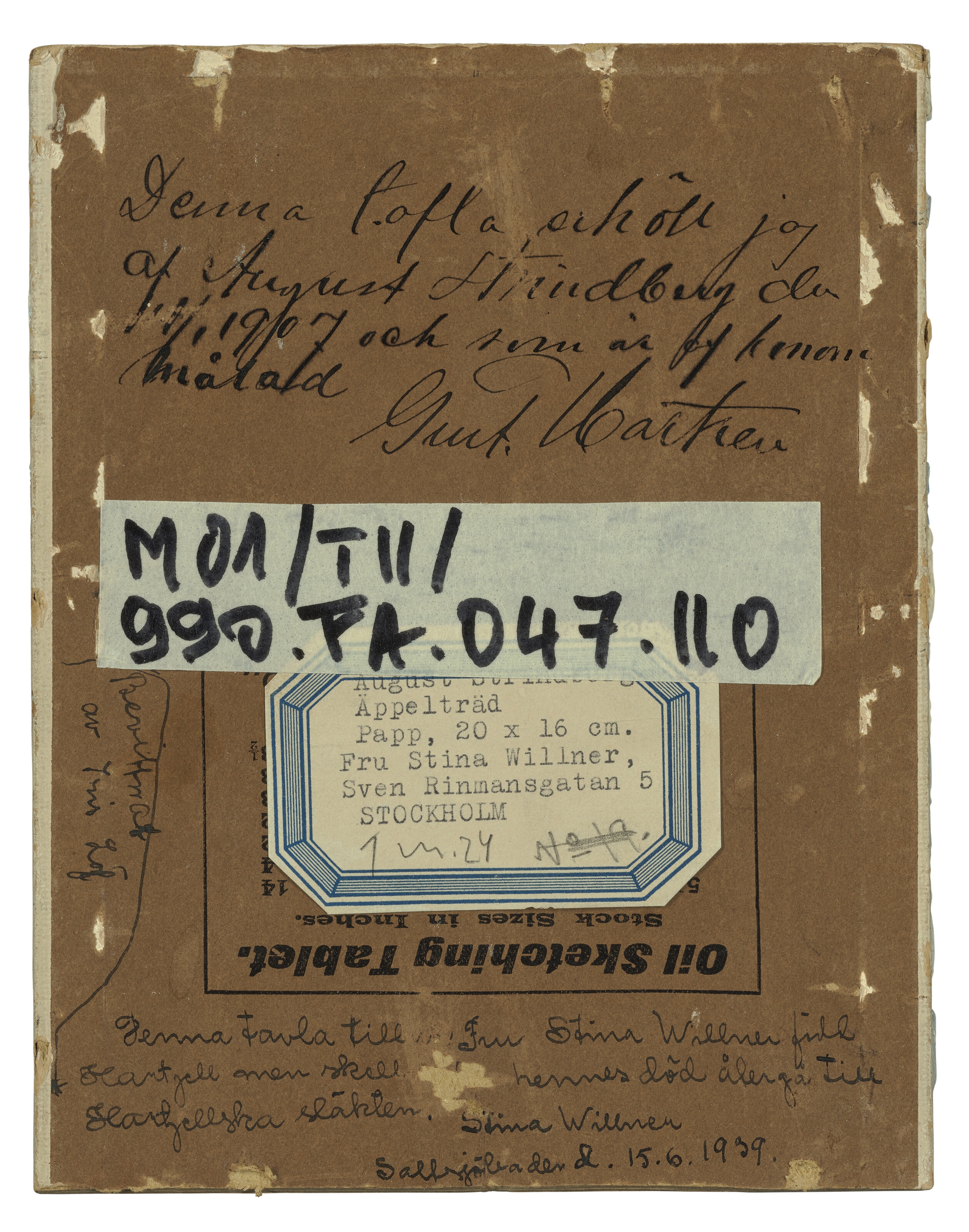 Artwork by August Strindberg, Apple trees in blossom (Blommande äppelträd, Made of oil on board