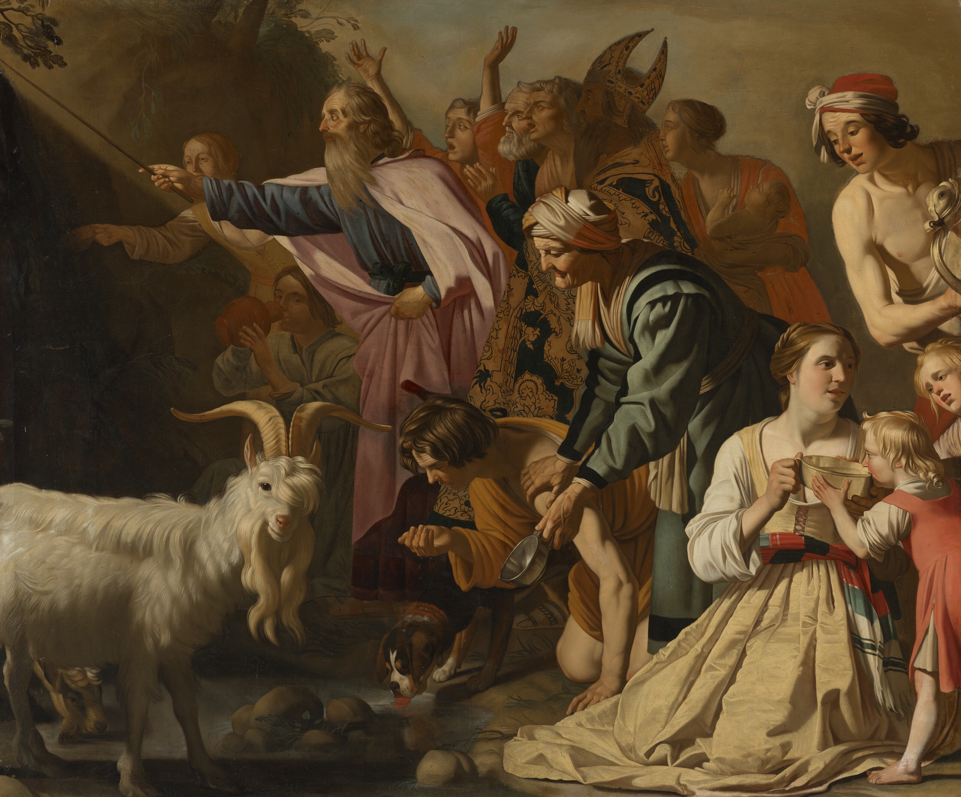 Gerrit van Honthorst | Moses Striking water from the Rock | MutualArt