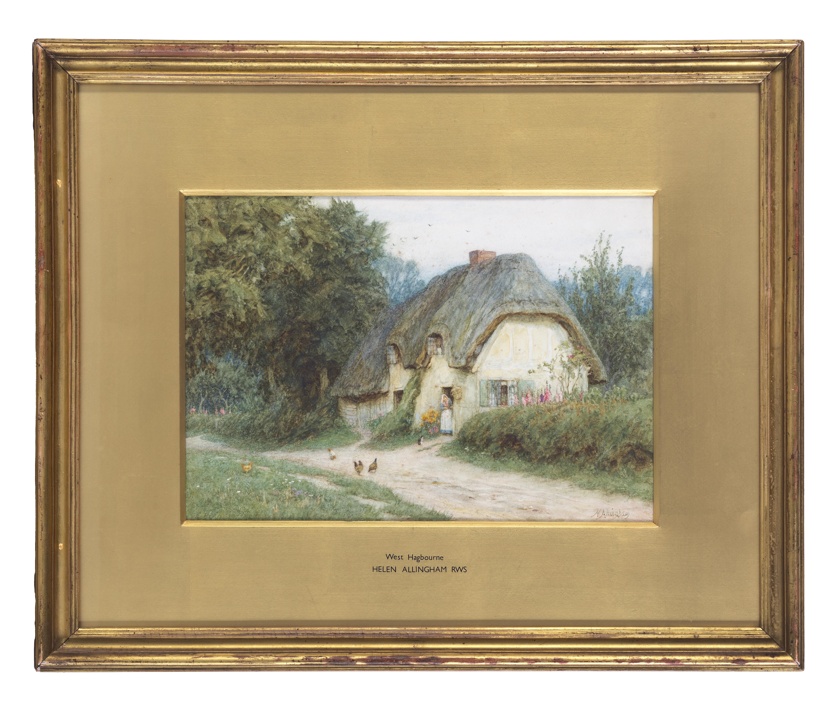 Artwork by Helen Allingham, At West Hagbourne, Berks, Made of watercolour and scratching out