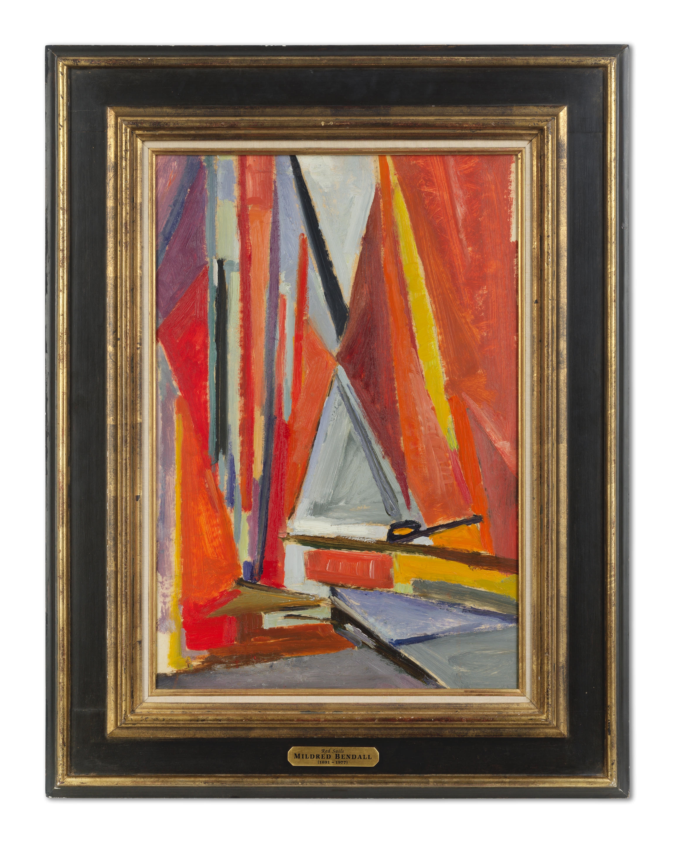 Artwork by Mildred Bendall, Red sails, Made of oil on board