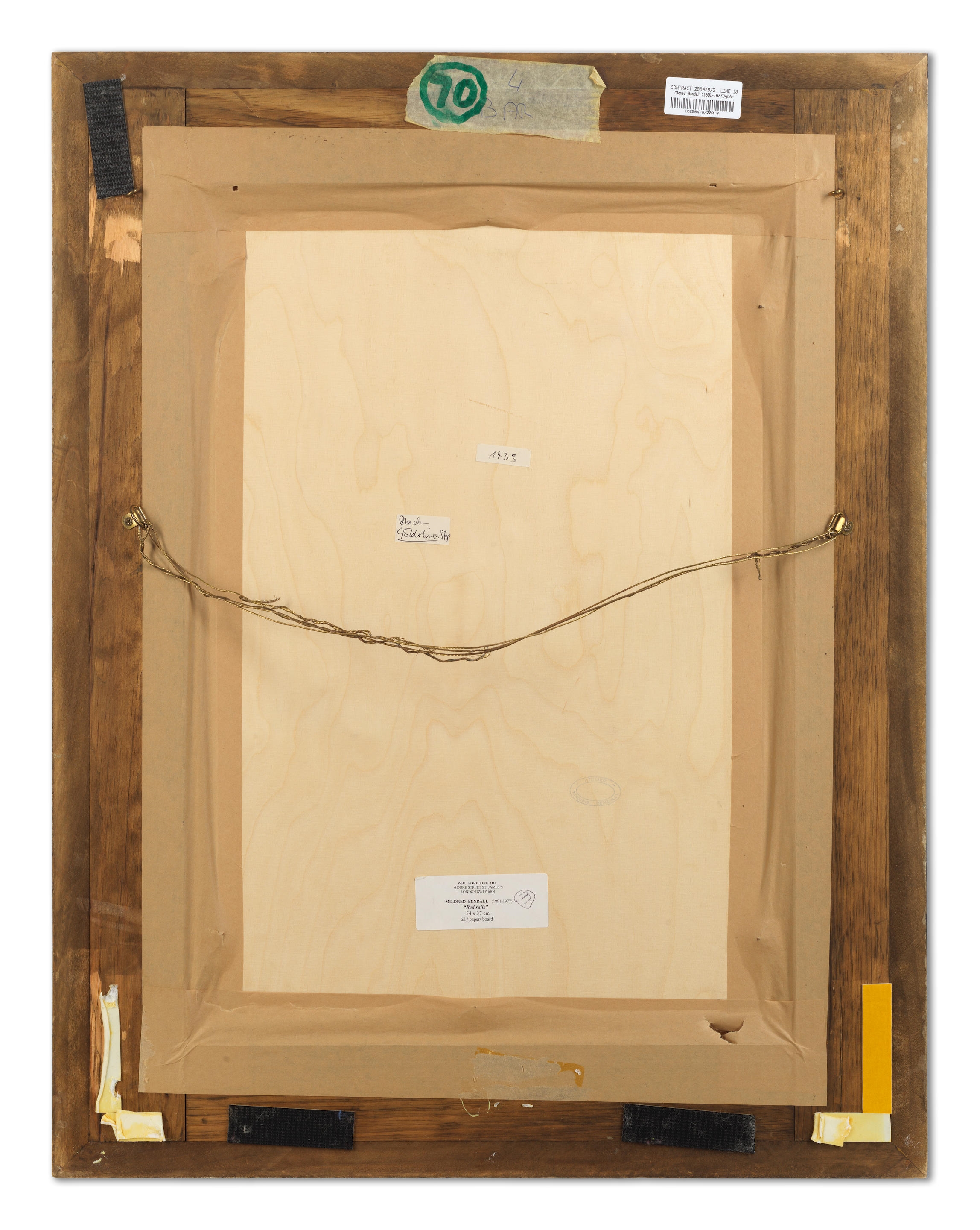 Artwork by Mildred Bendall, Red sails, Made of oil on board