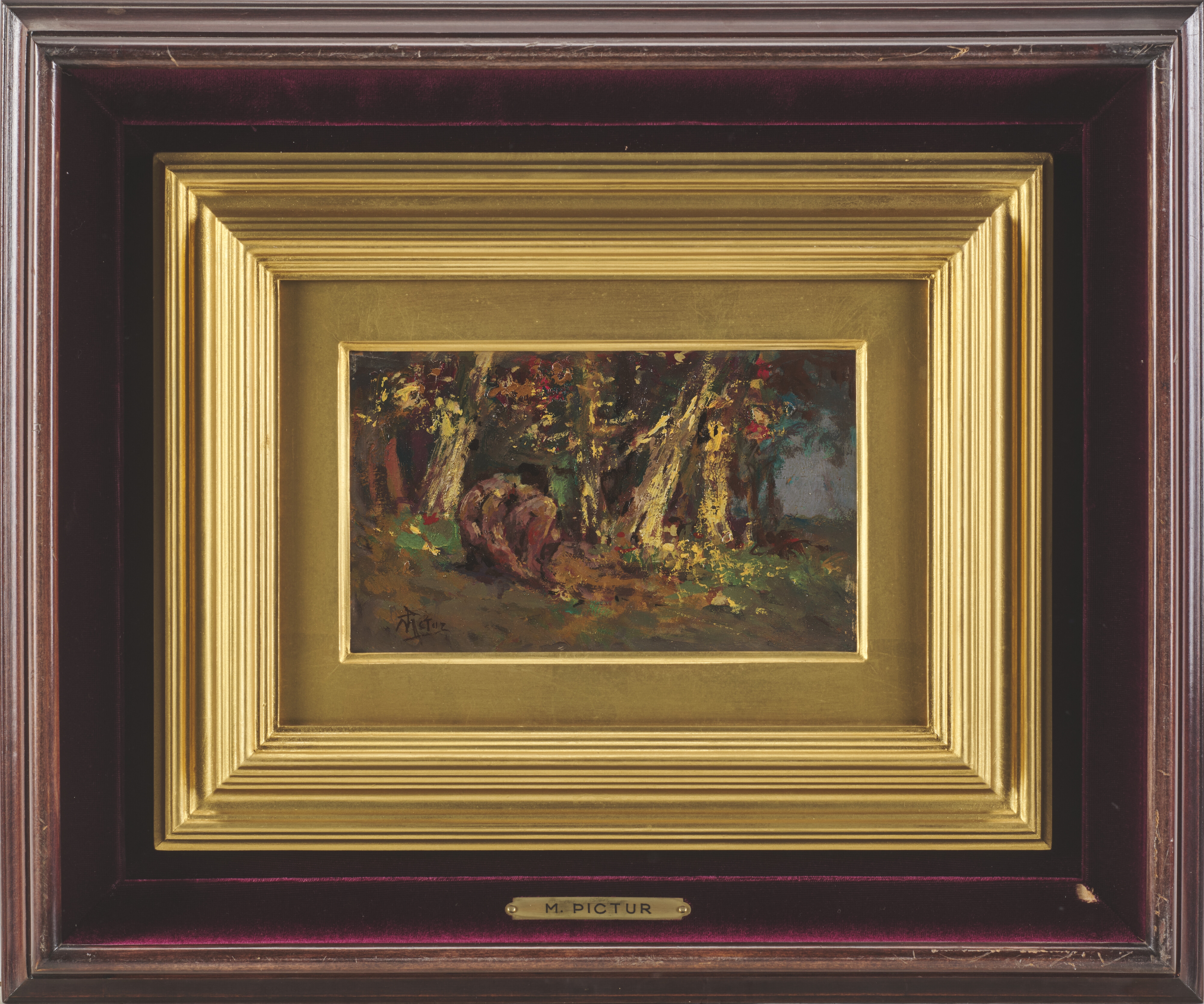 Artwork by Mario de Maria, Nudo nel bosco, Made of oil on board