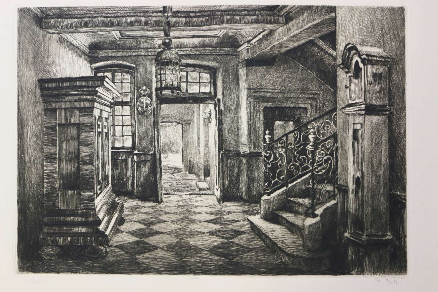 Artwork by Paul Prött, Goehtes Geburtshaus, Made of 6 Aquatintaradierungen auf Btten