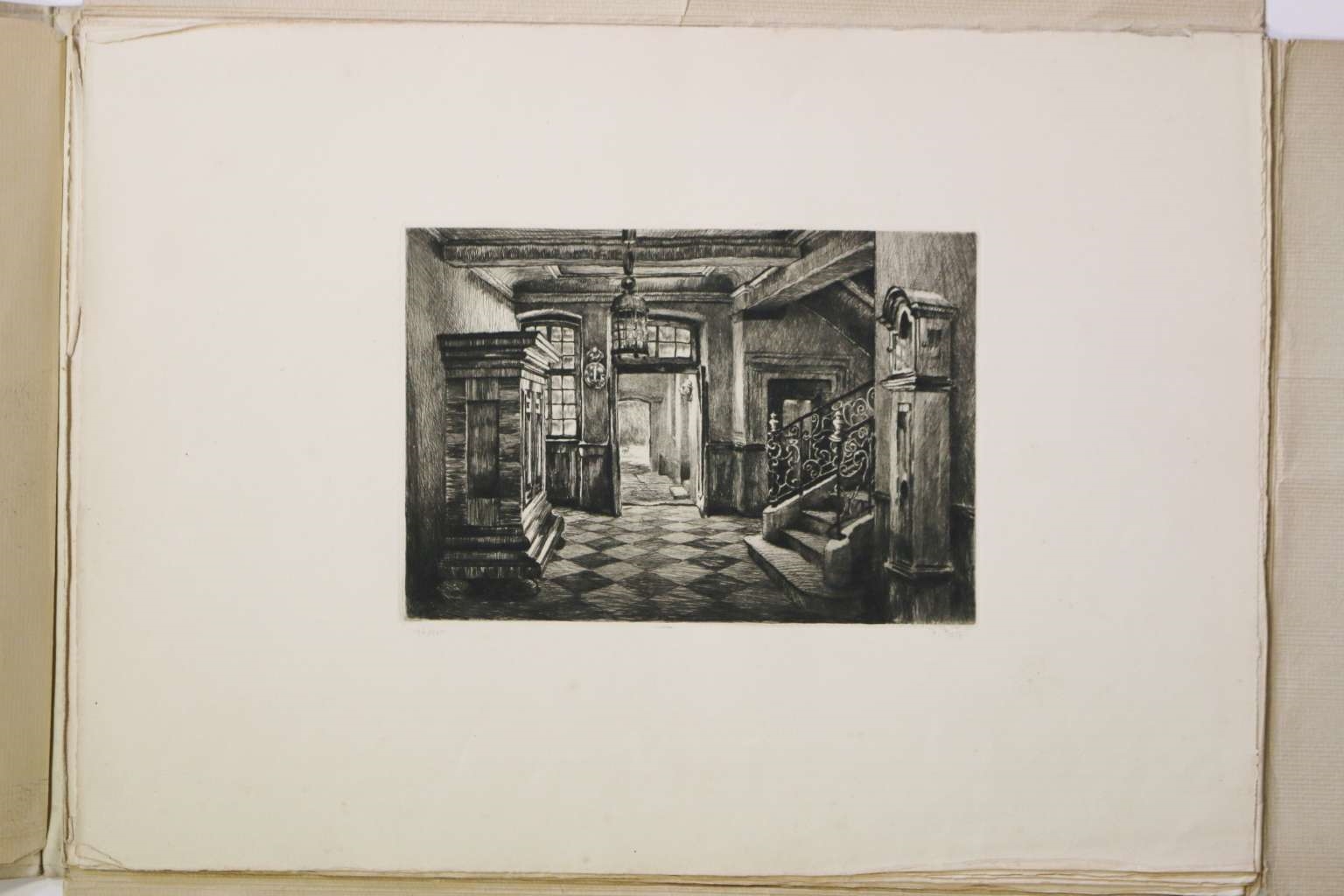 Artwork by Paul Prött, Goehtes Geburtshaus, Made of 6 Aquatintaradierungen auf Btten