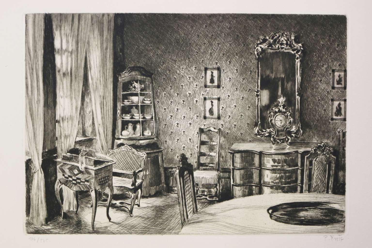 Artwork by Paul Prött, Goehtes Geburtshaus, Made of 6 Aquatintaradierungen auf Btten