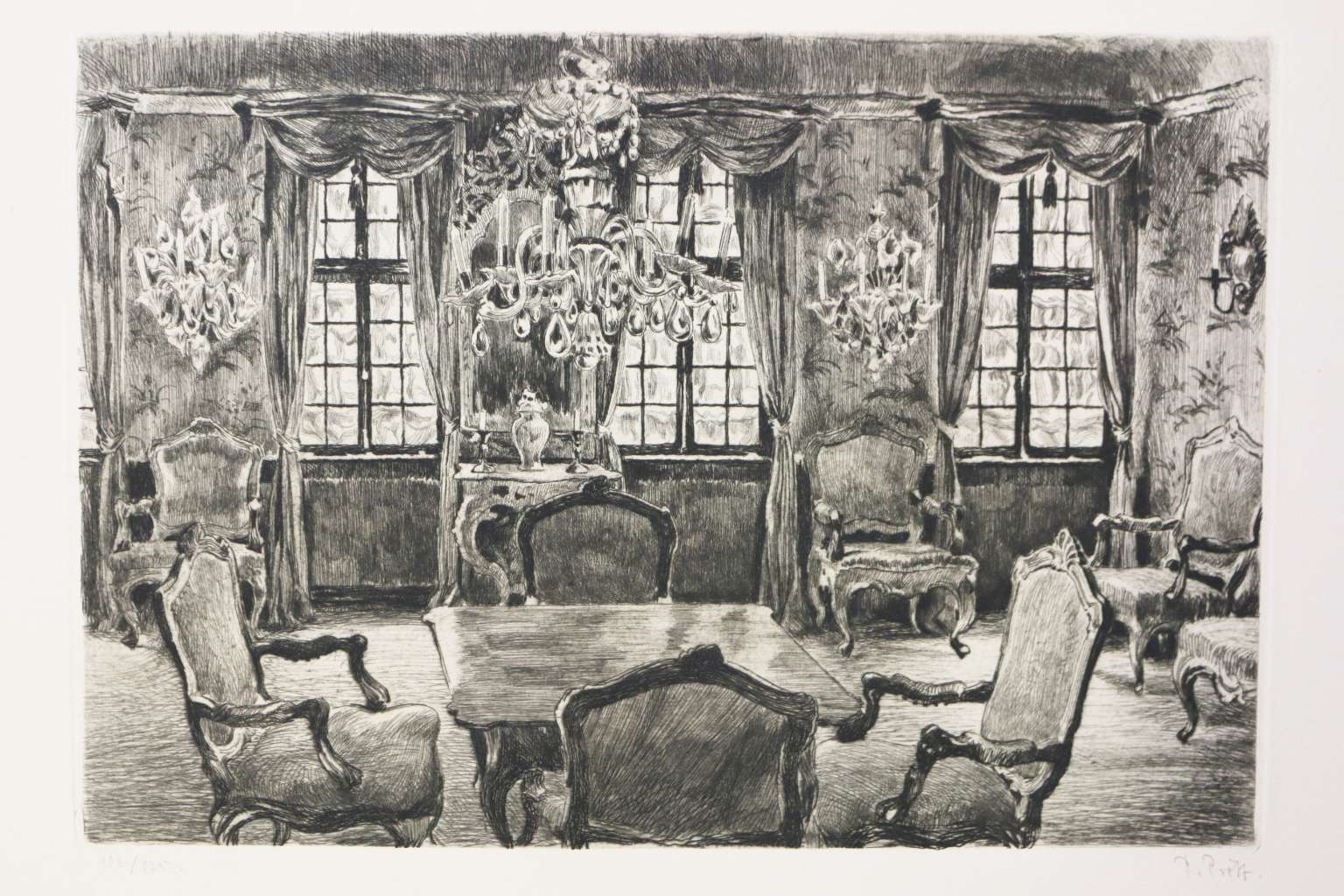 Artwork by Paul Prött, Goehtes Geburtshaus, Made of 6 Aquatintaradierungen auf Btten