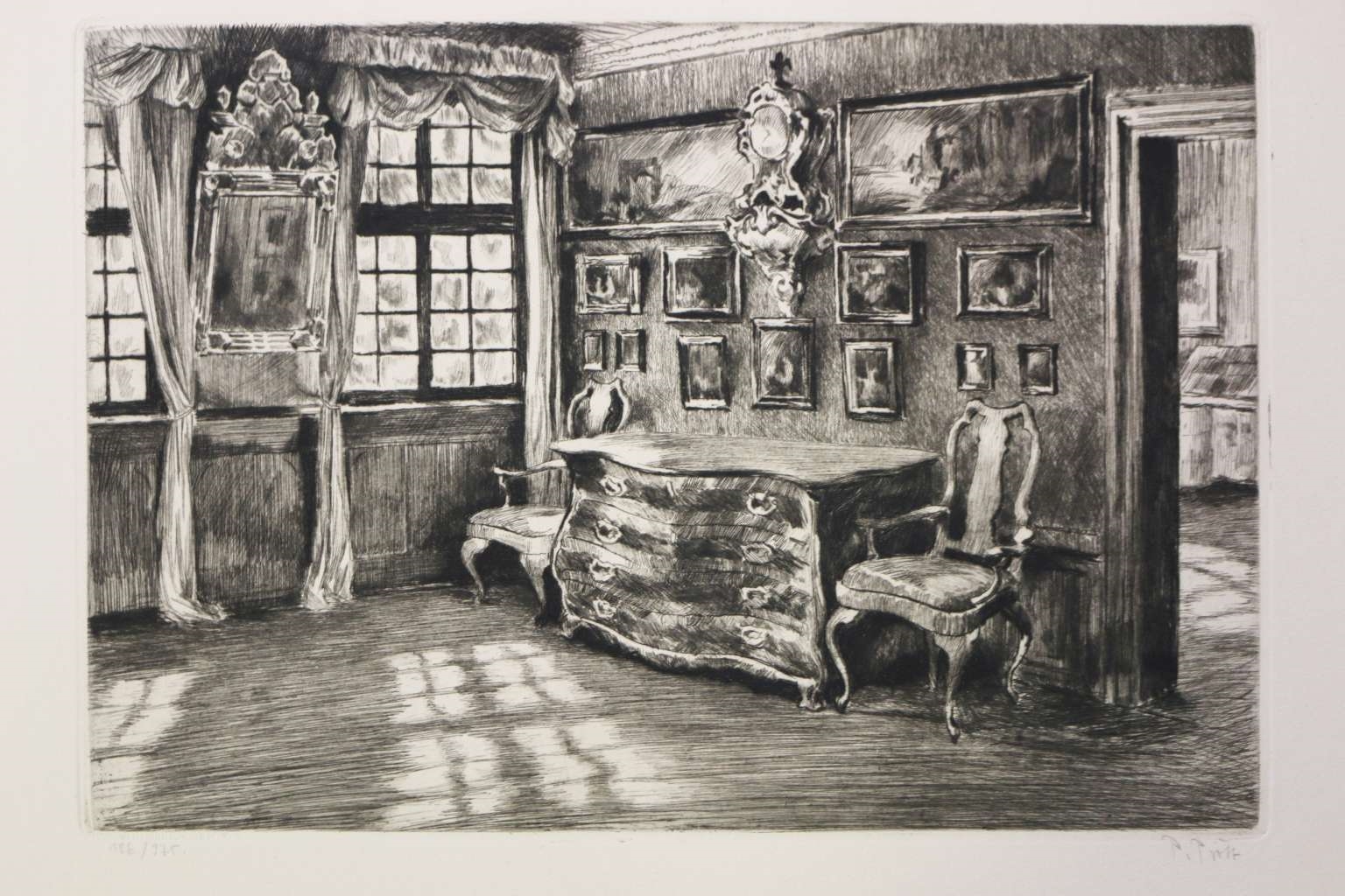 Artwork by Paul Prött, Goehtes Geburtshaus, Made of 6 Aquatintaradierungen auf Btten