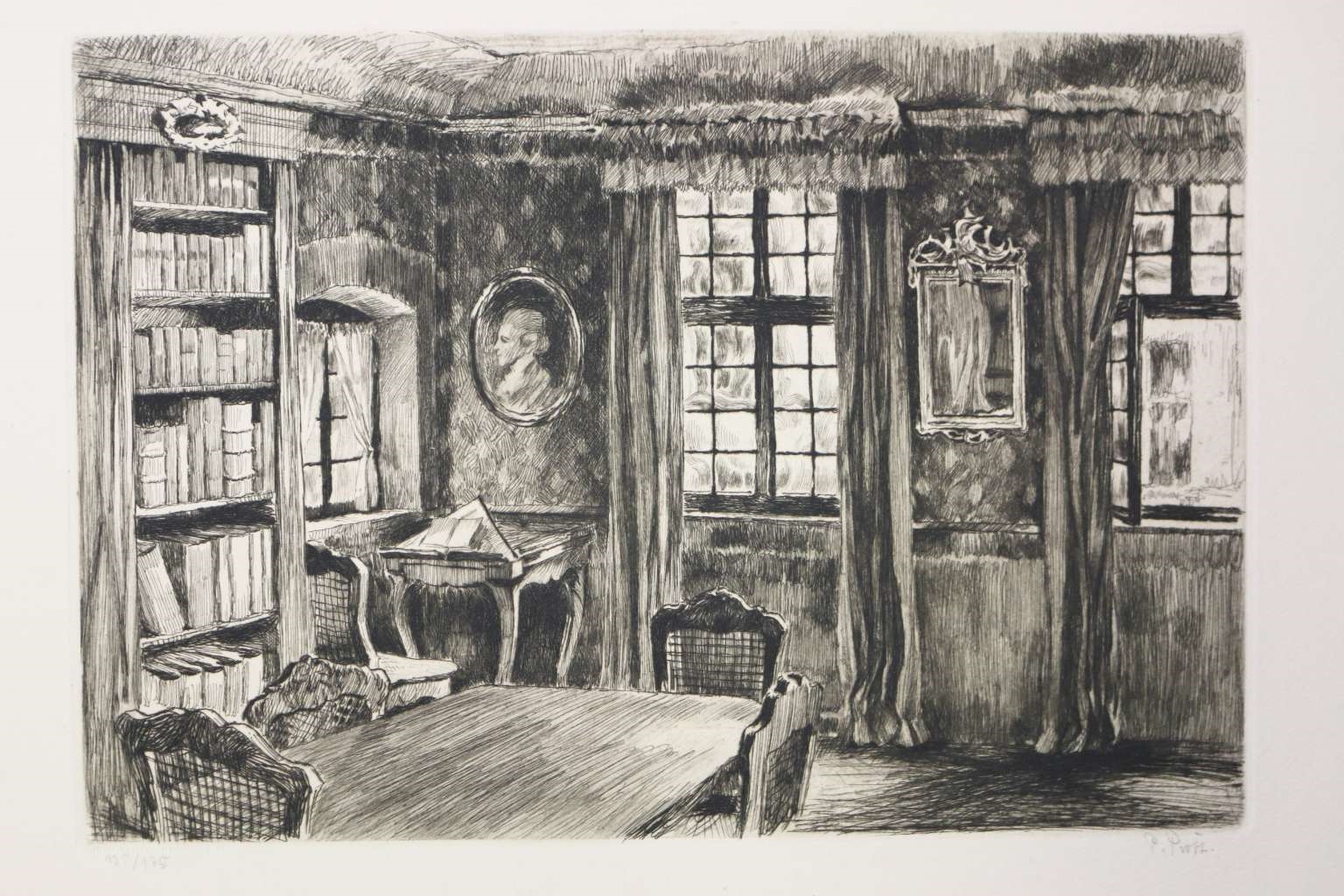 Artwork by Paul Prött, Goehtes Geburtshaus, Made of 6 Aquatintaradierungen auf Btten