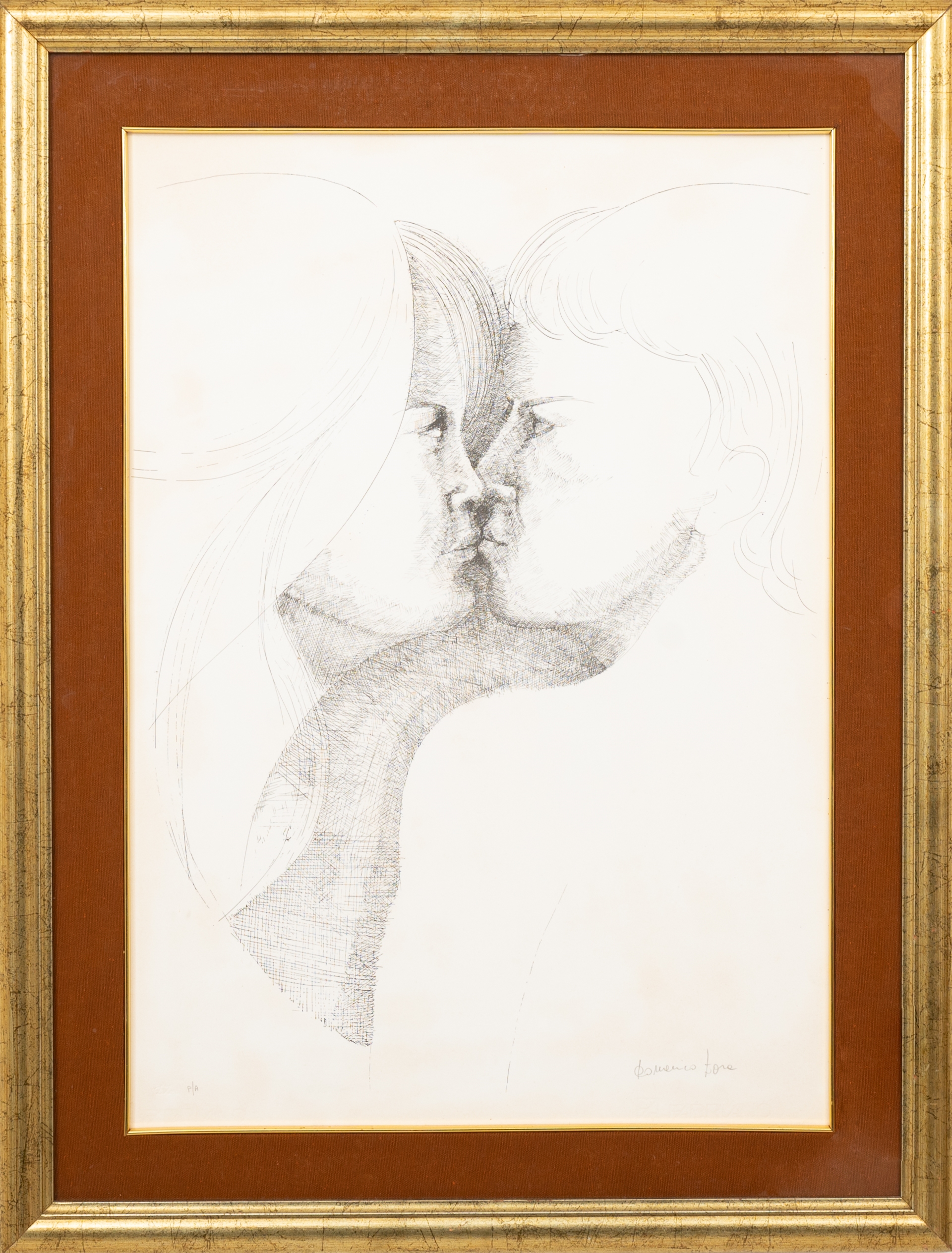 Artwork by Domenico Zora, Il bacio, Made of lithograph