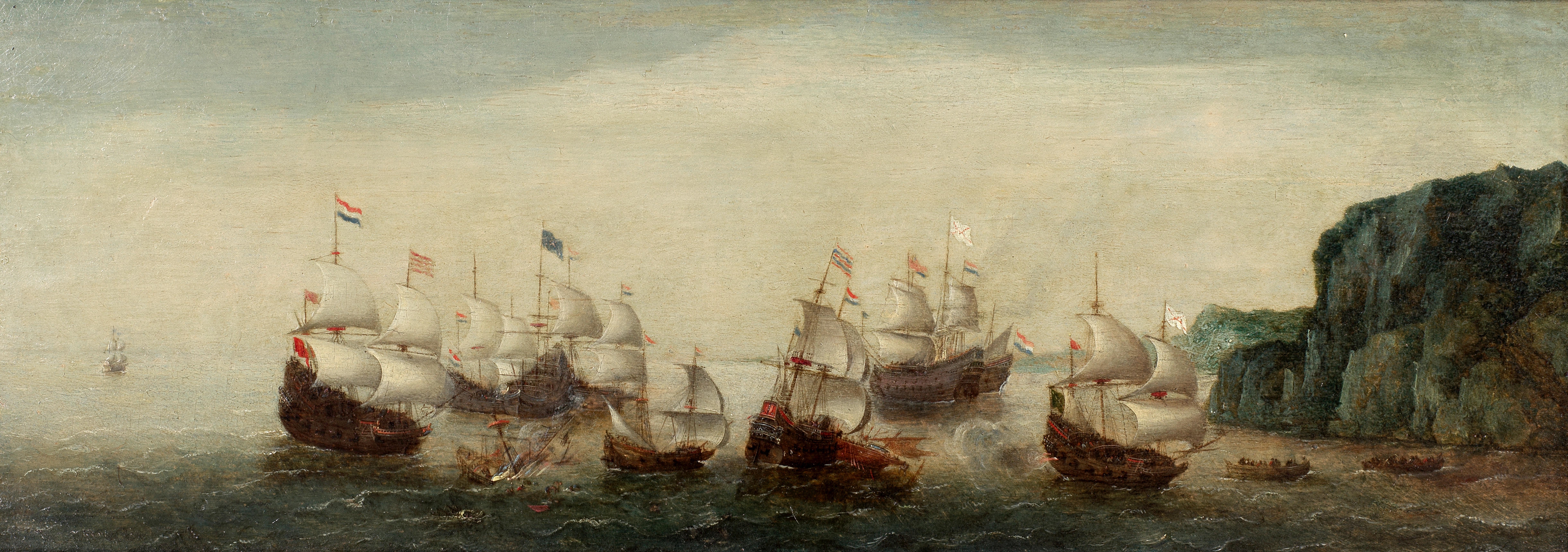Artwork by Cornelis Verbeeck, The Battle of Gibraltar, Made of oil on panel