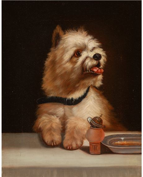 Cairn terrier leaning on a ledge - George Earl