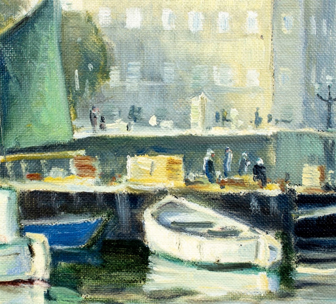 Artwork by Einar Gross, Copenhagen Canal Cityscape, Denmark, Made of oil on canvas