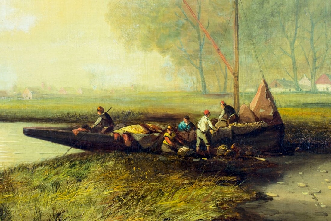 George G. Fryer | Lake Landscape with Fishing Boat | MutualArt
