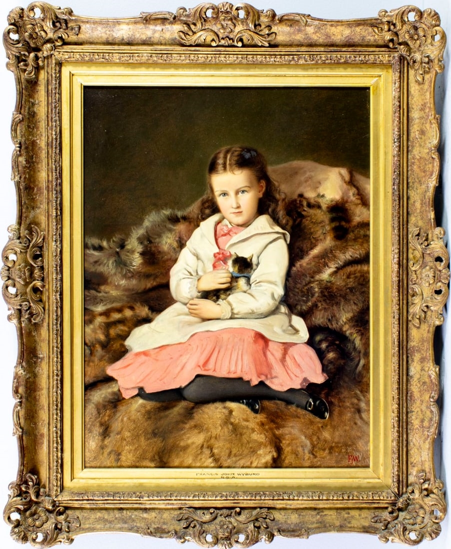 Artwork by Francis John Wyburd, Girl with Kitten, Made of oil on canvas