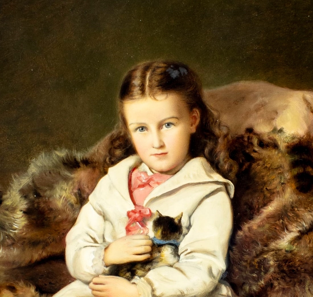 Artwork by Francis John Wyburd, Girl with Kitten, Made of oil on canvas