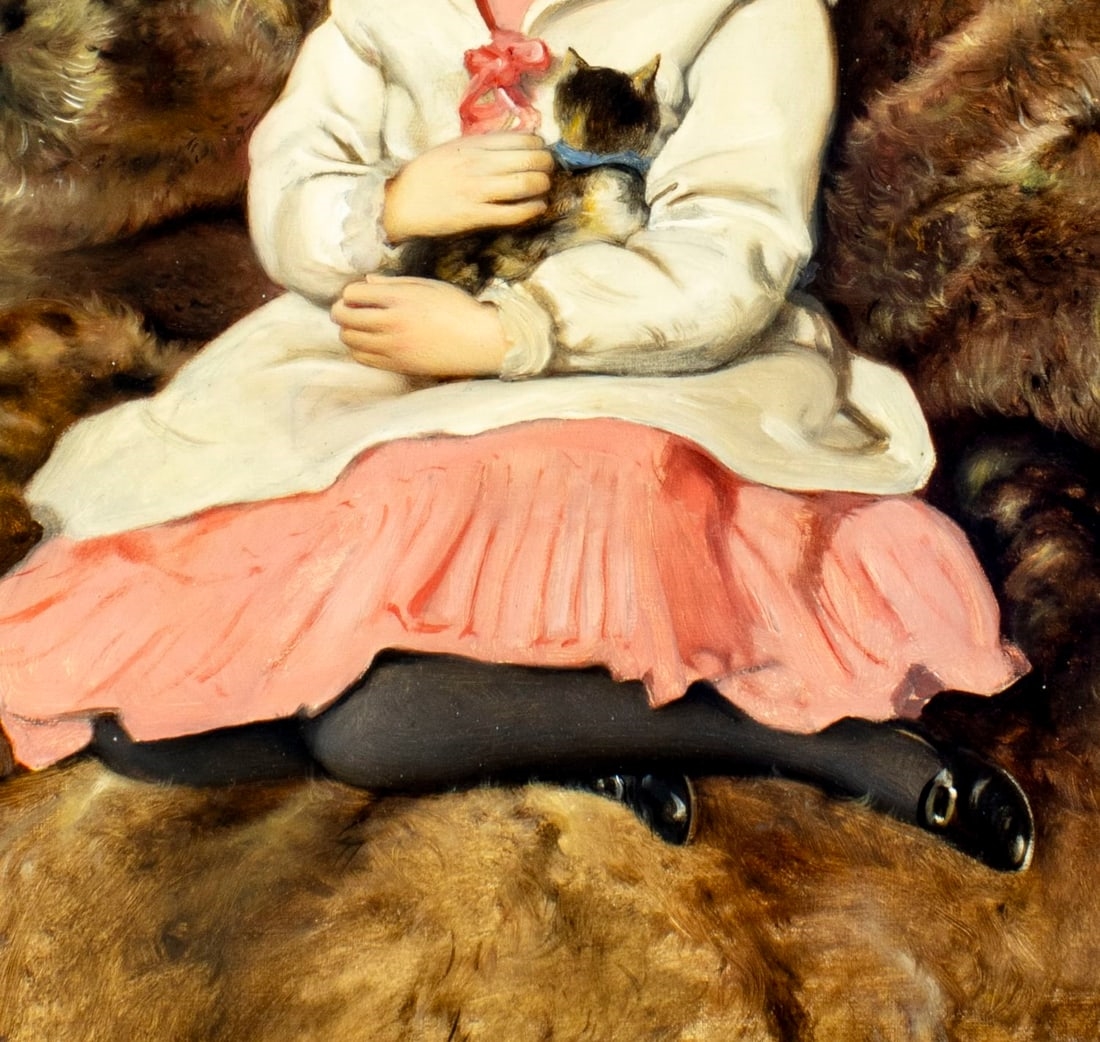Artwork by Francis John Wyburd, Girl with Kitten, Made of oil on canvas