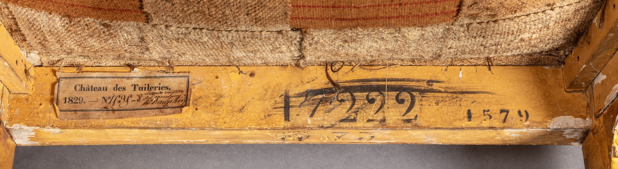 Artwork by Francois-Honore-Georges Jacob-Desmalter, Pierre-François-Léonard Fontaine, Charles Percier, An Empire giltwood ceremonial armchair, from Napoleon’s Throne Room at the Palais des Tuileries, by François-Honore-Georges Jacob-Desmalter, after a drawing by Percier et Fontaine, circa 1804, Made of Embroidered silk