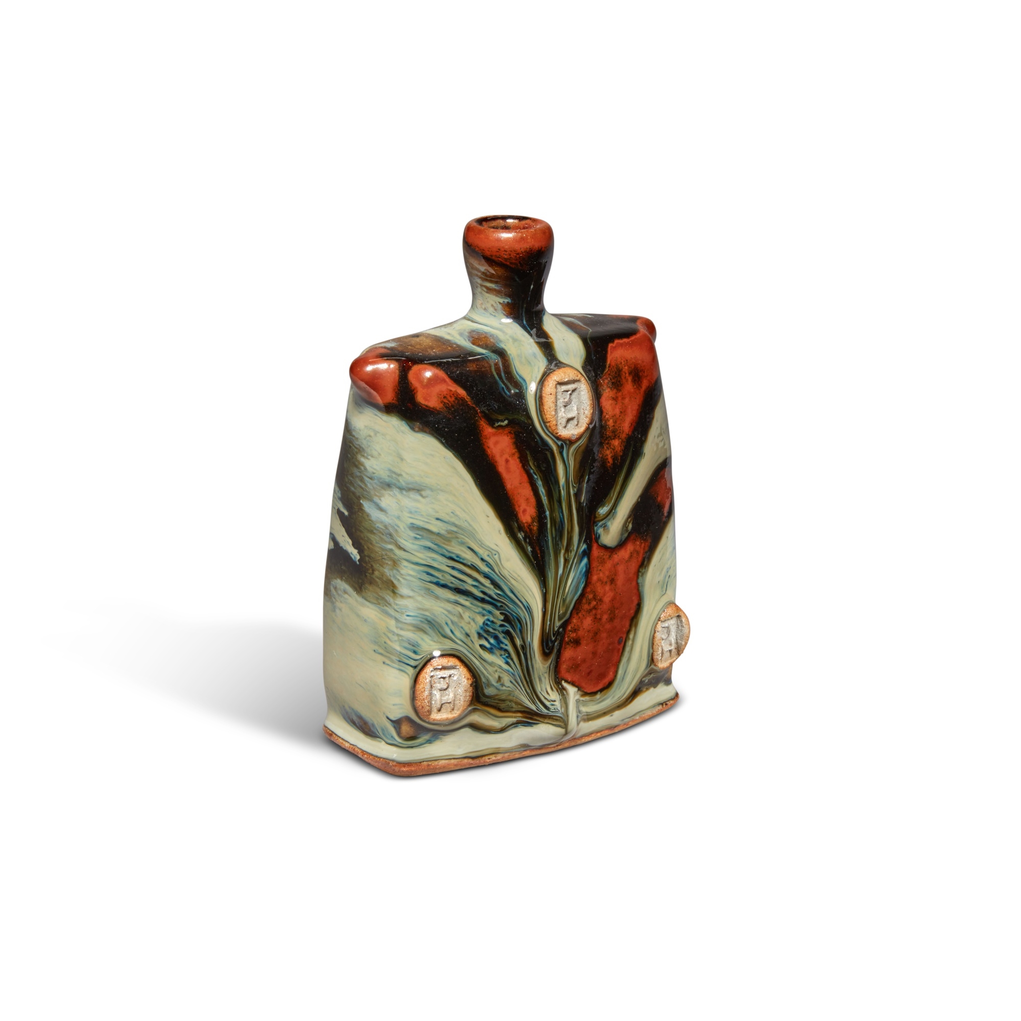 Artwork by James Hake, Small Rectangular Vase, Made of stoneware with various glazes